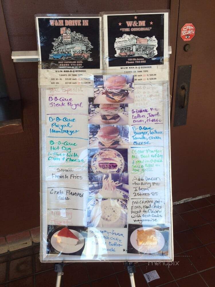 W & M Bar-B-Q Burger - Honolulu, HI menu_pic