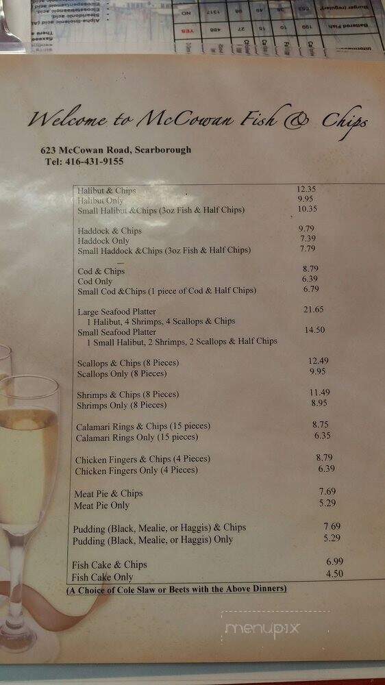 McCowan Fish & Chips - Toronto, ON menu_pic