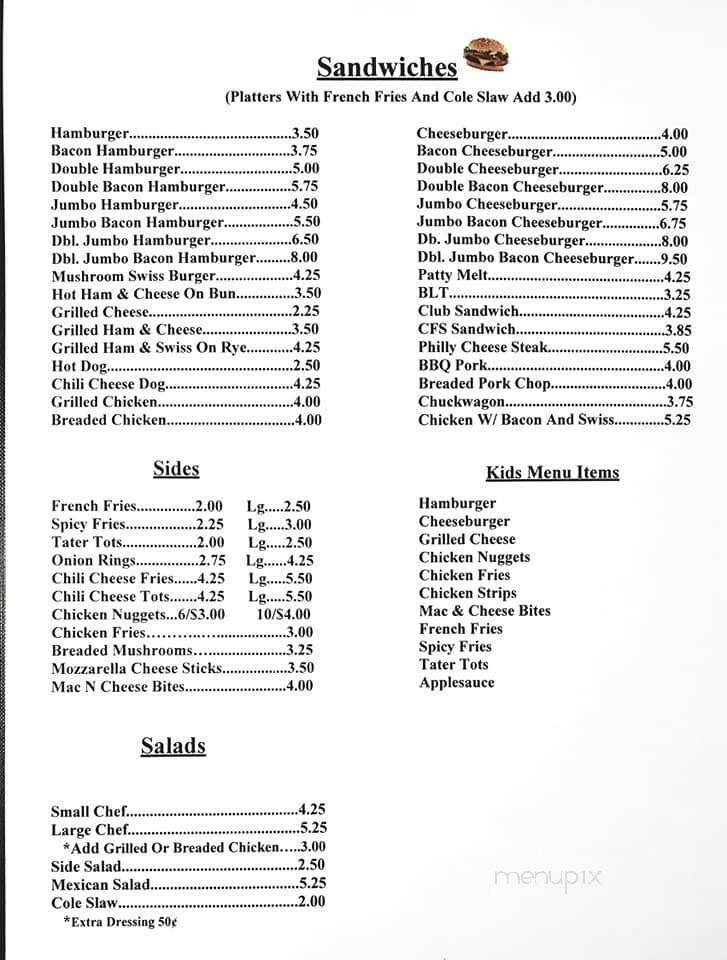 Cat's Den - Nortonville, KY menu_pic