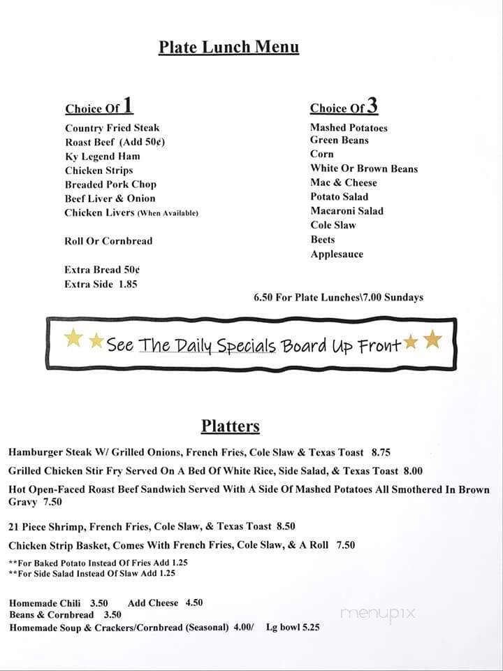 Cat's Den - Nortonville, KY menu_pic