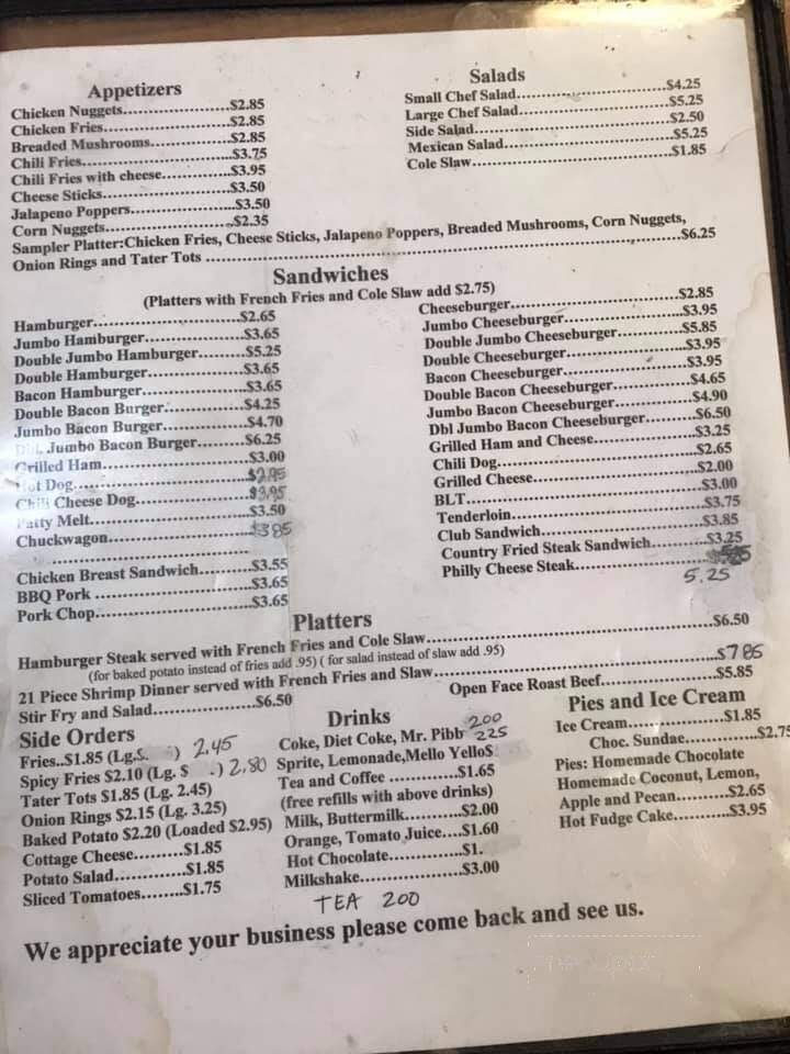 Cat's Den - Nortonville, KY menu_pic