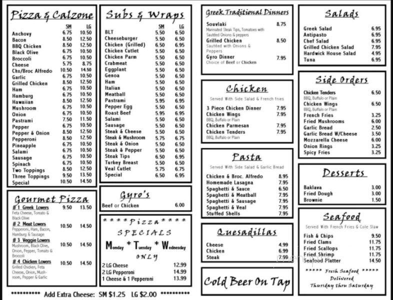 Hardwick House Of Pizza - Gilbertville, MA menu_pic