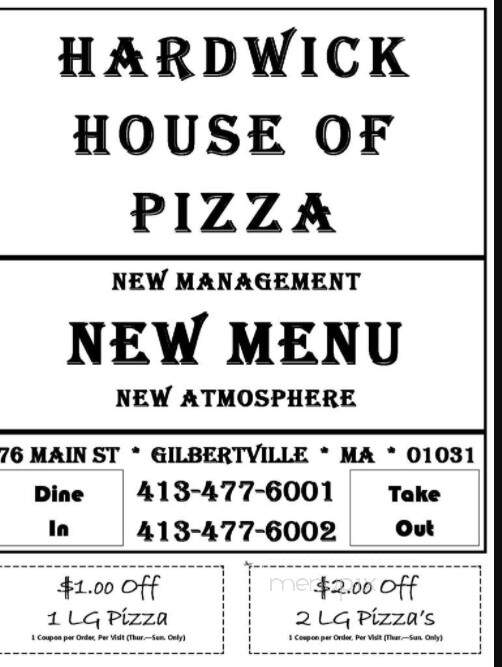 Hardwick House Of Pizza - Gilbertville, MA menu_pic