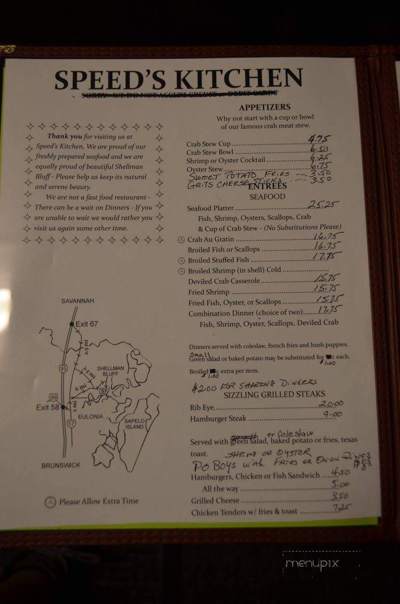 Speed's Kitchen Restaurant - Townsend, GA menu_pic