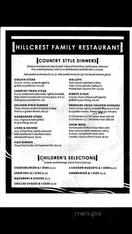 Hillcrest Family Restaurant - Albany, MN menu_pic