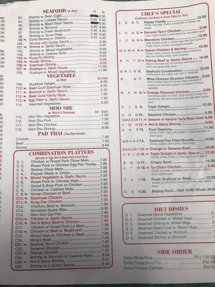 Bamboo China Restaurant - Williamsville, NY menu_pic