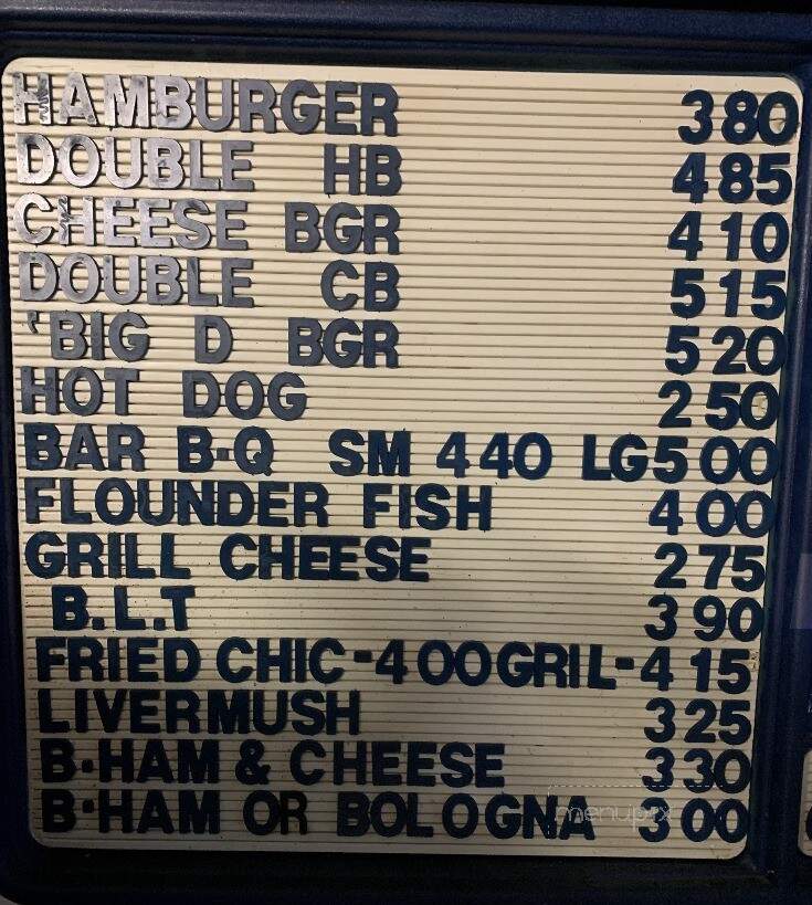 Dairy Bar - Stony Point, NC menu_pic