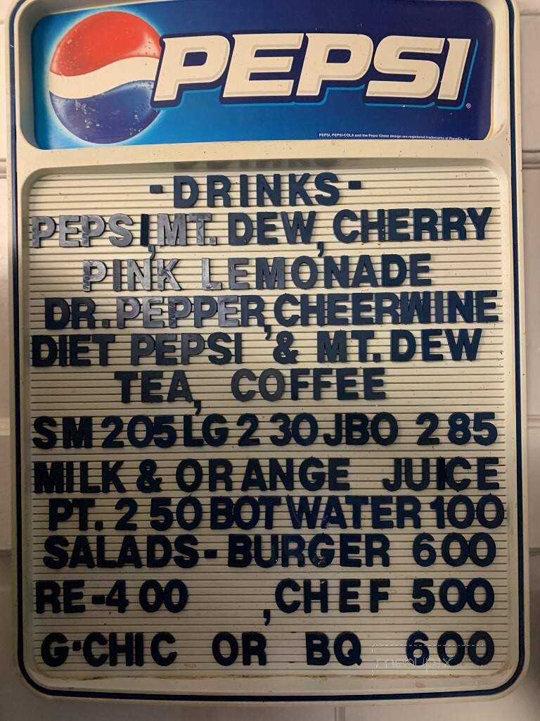 Dairy Bar - Stony Point, NC menu_pic