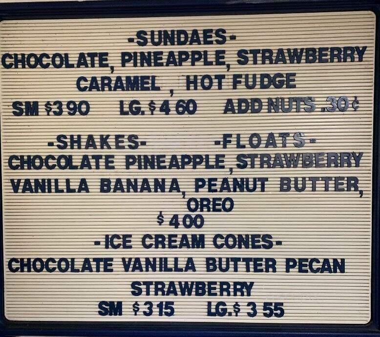 Dairy Bar - Stony Point, NC menu_pic
