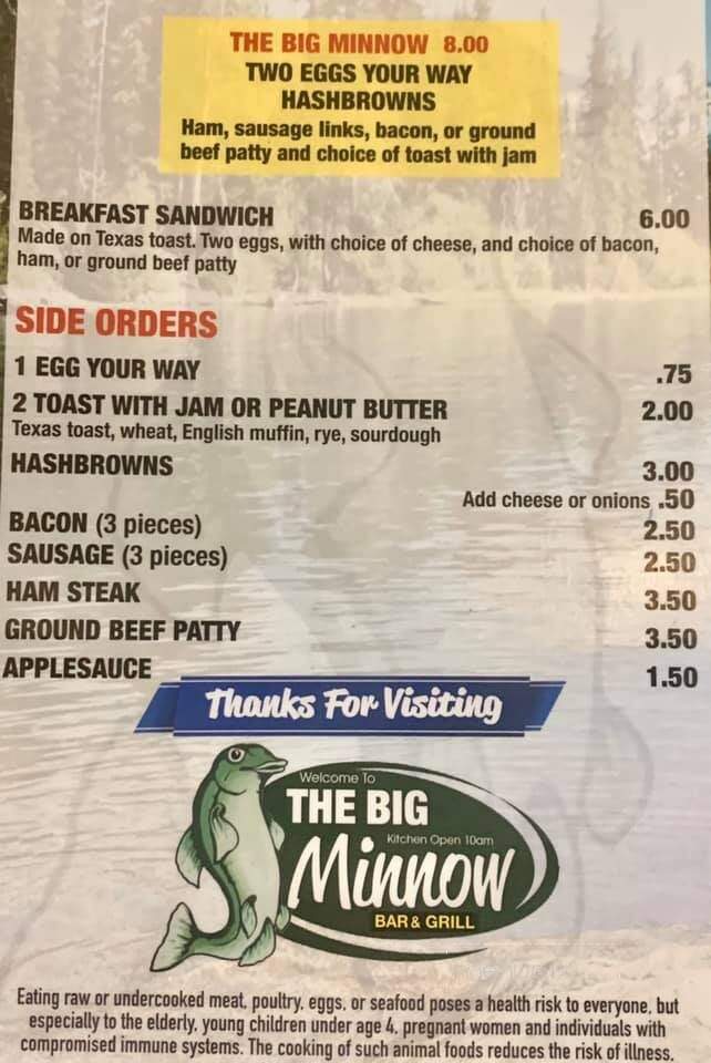 Big Minnow - Holcombe, WI menu_pic