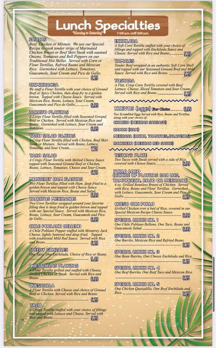 Las Playitas - Heber Springs, AR menu_pic