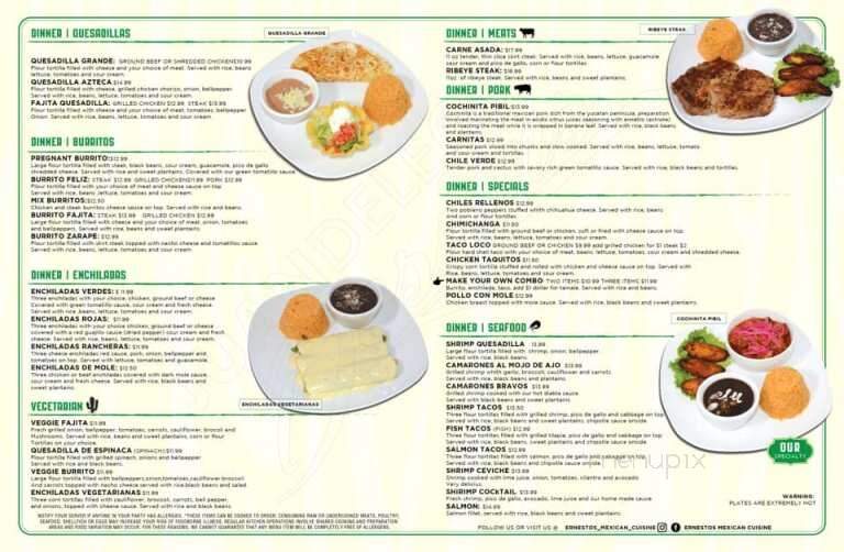 Ernestos Mexican Cuisine - La Grange, KY menu_pic