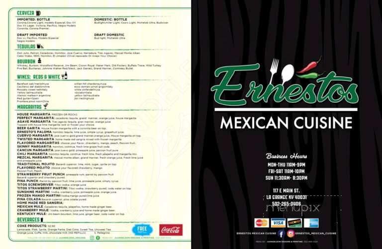 Ernestos Mexican Cuisine - La Grange, KY menu_pic