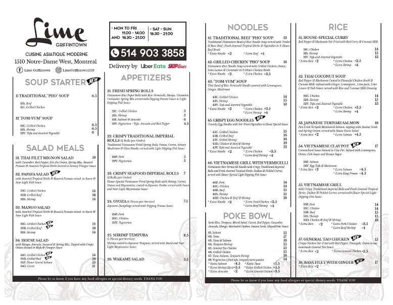 Lime Griffintown - Montreal, QC menu_pic