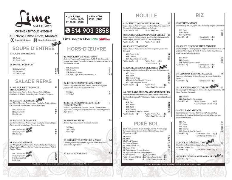 Lime Griffintown - Montreal, QC menu_pic