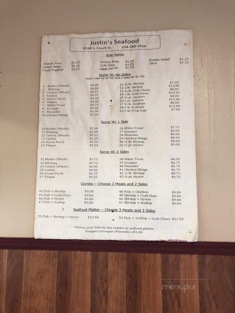 Justin II Seafood - Montgomery, AL menu_pic