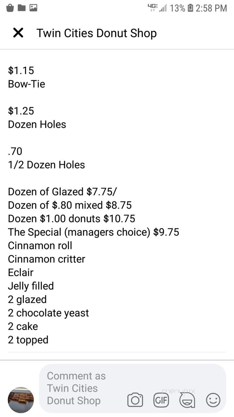 Twin Cities Donut Shop - Niceville, FL menu_pic