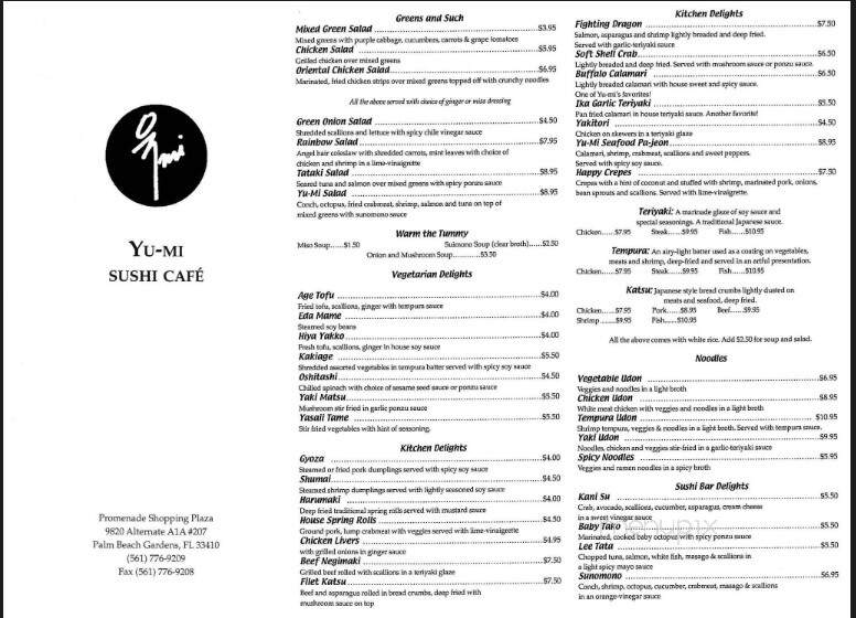 Yu-Mi Sushi Japanese - Palm Beach Gardens, FL menu_pic