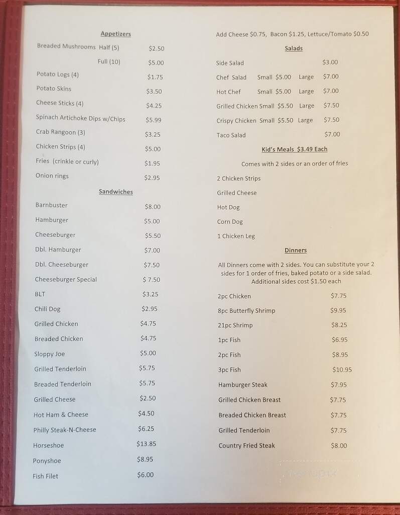 Little Red Barn - Wayne City, IL menu_pic