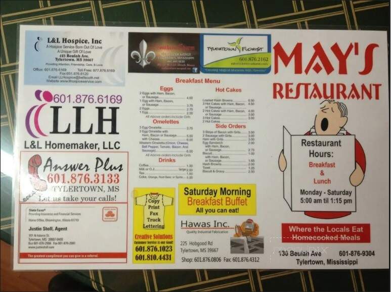 May's Restaurant - Tylertown, MS menu_pic