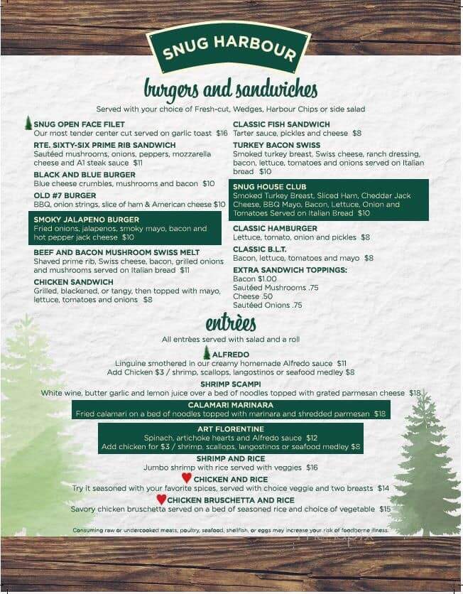 Snug Harbour Restaurant - Fairmount City, PA menu_pic