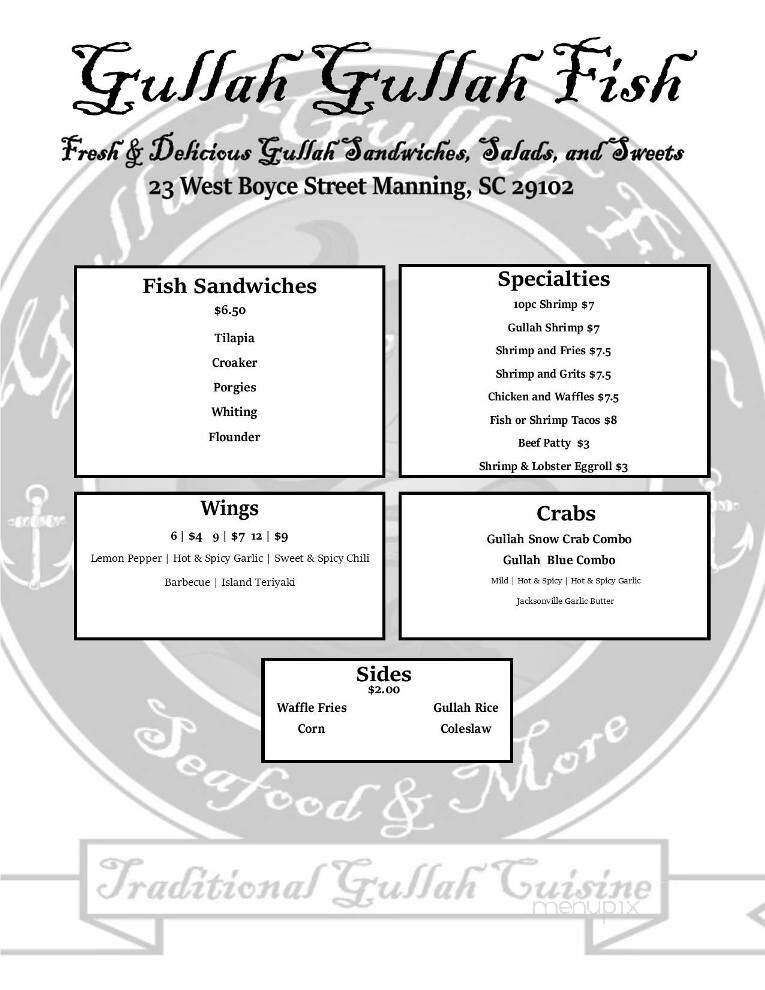 Gullah Gullah Fish - Manning, SC menu_pic