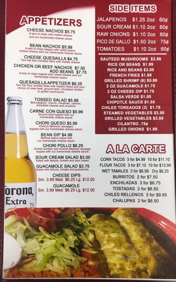 Pancho Villa - Lake City, MI menu_pic