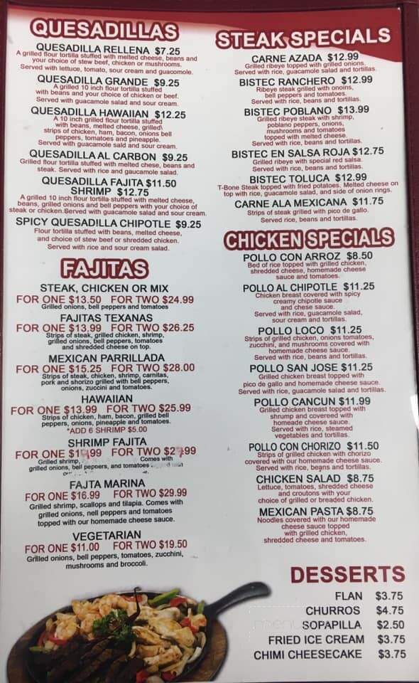 Pancho Villa - Lake City, MI menu_pic