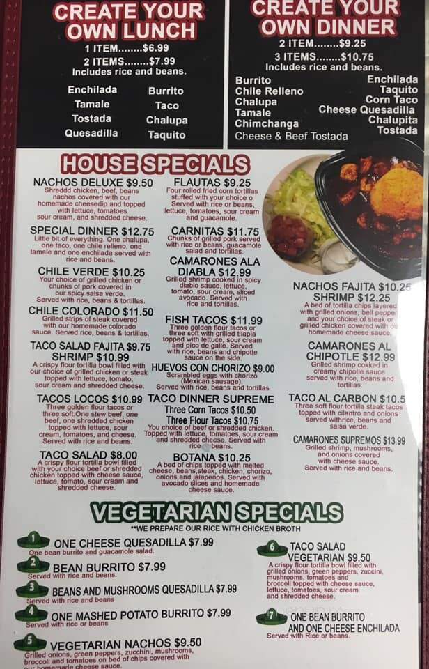 Pancho Villa - Lake City, MI menu_pic