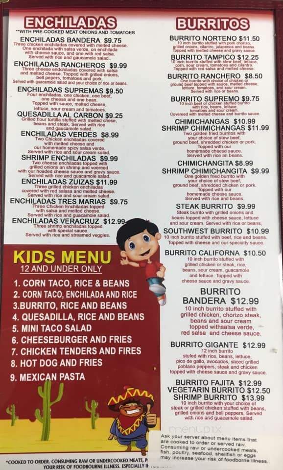 Pancho Villa - Lake City, MI menu_pic