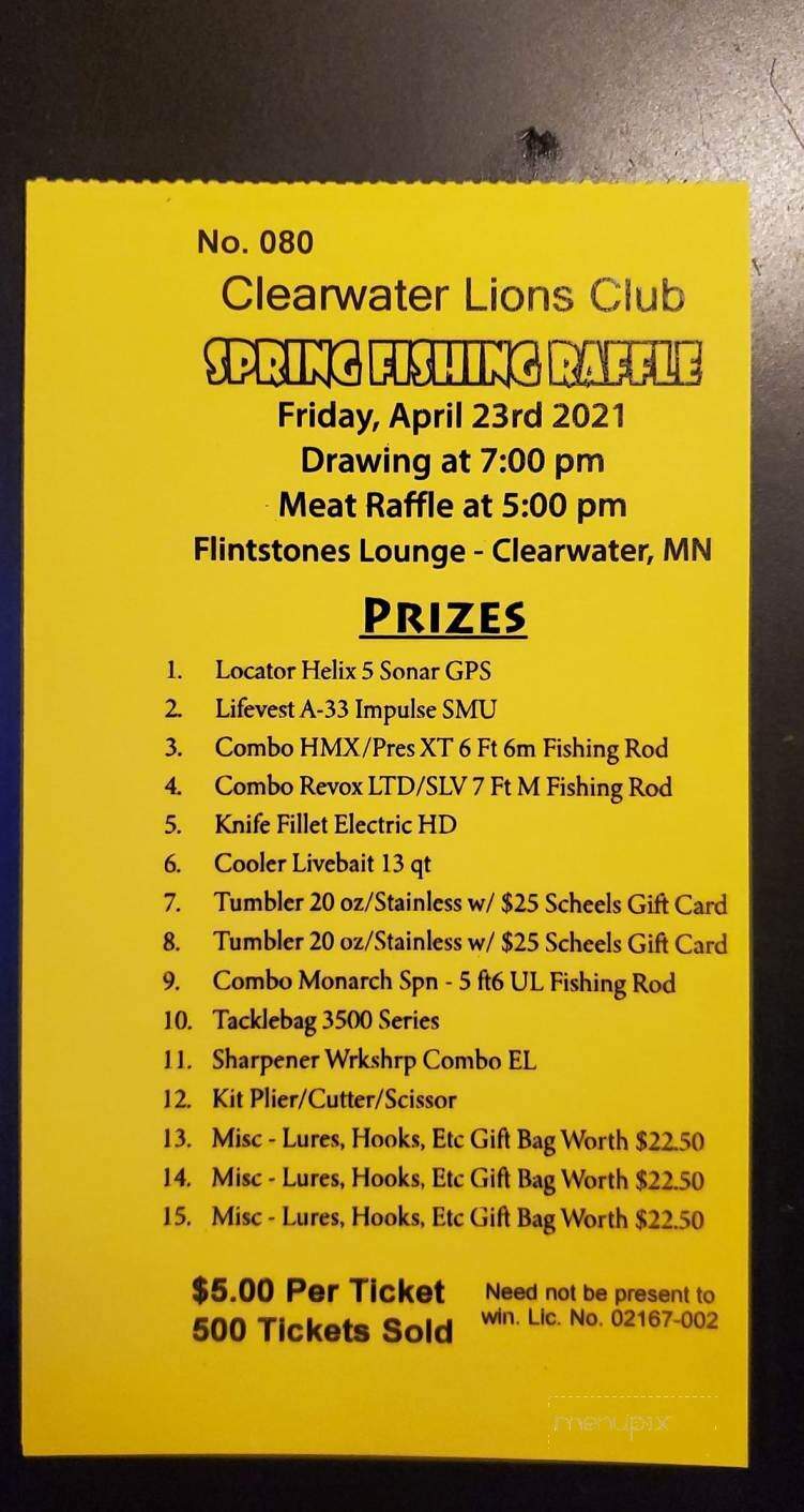Flinstones Lounge - Clearwater, MN menu_pic