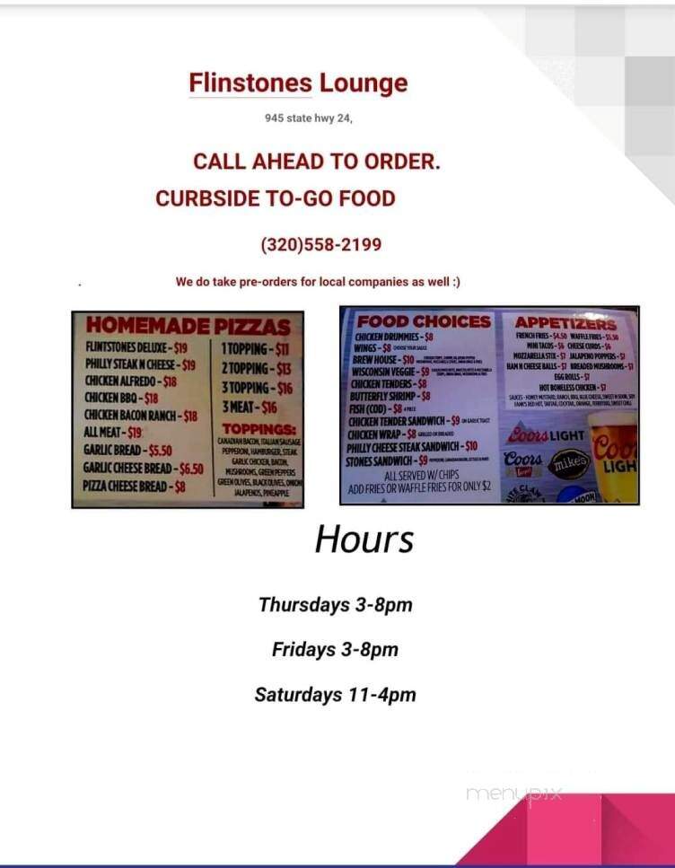 Flinstones Lounge - Clearwater, MN menu_pic