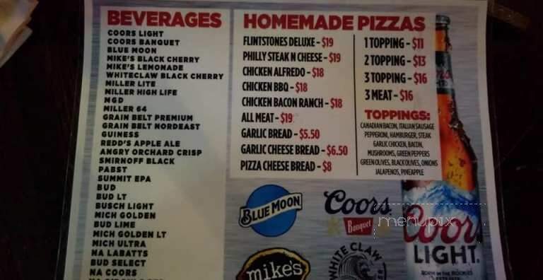Flinstones Lounge - Clearwater, MN menu_pic
