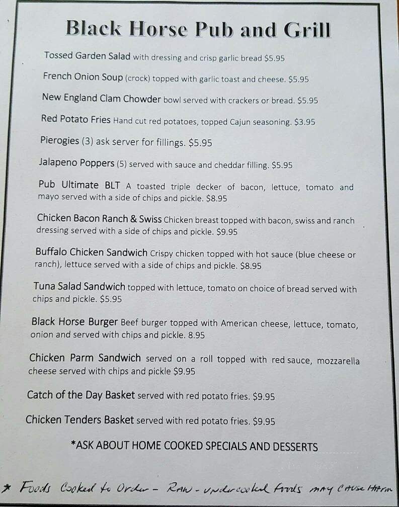 Black Horse Pub & Grill LLC - Tobyhanna, PA menu_pic