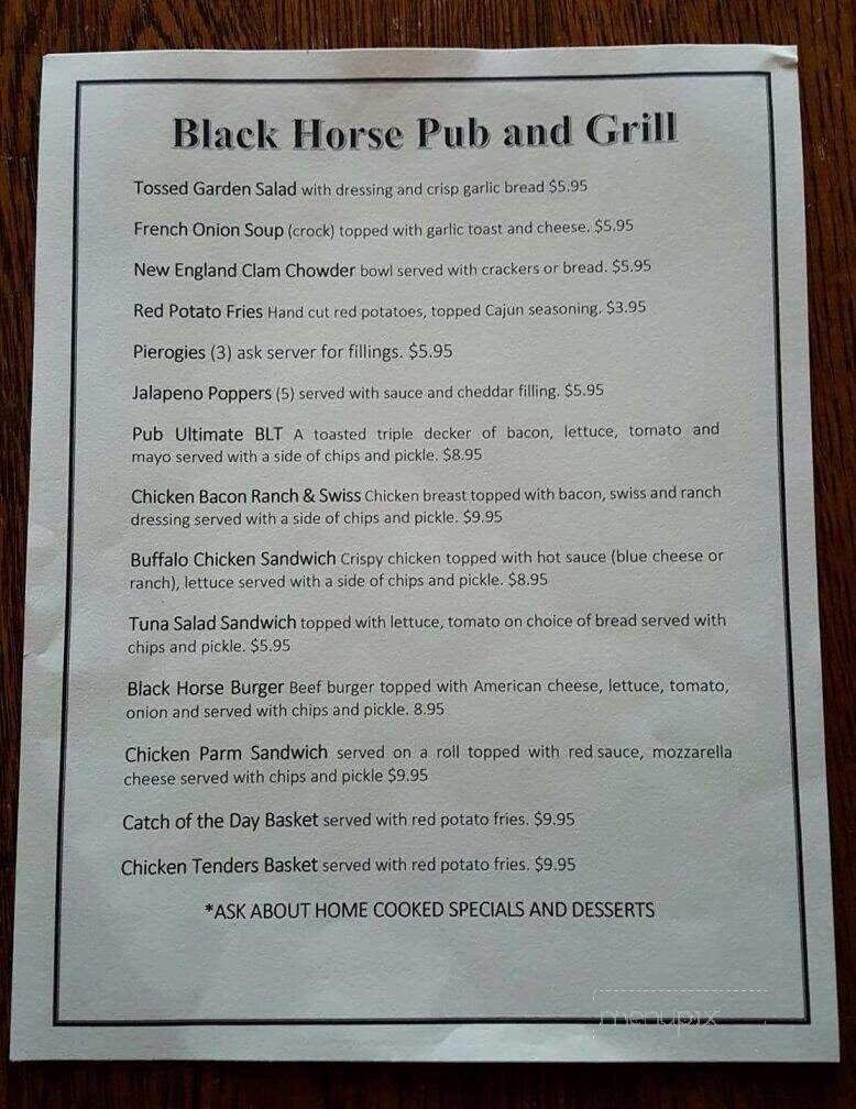 Black Horse Pub & Grill LLC - Tobyhanna, PA menu_pic