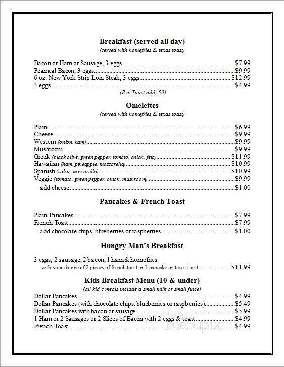 Jean's Family Restaurant - Kincardine, ON menu_pic