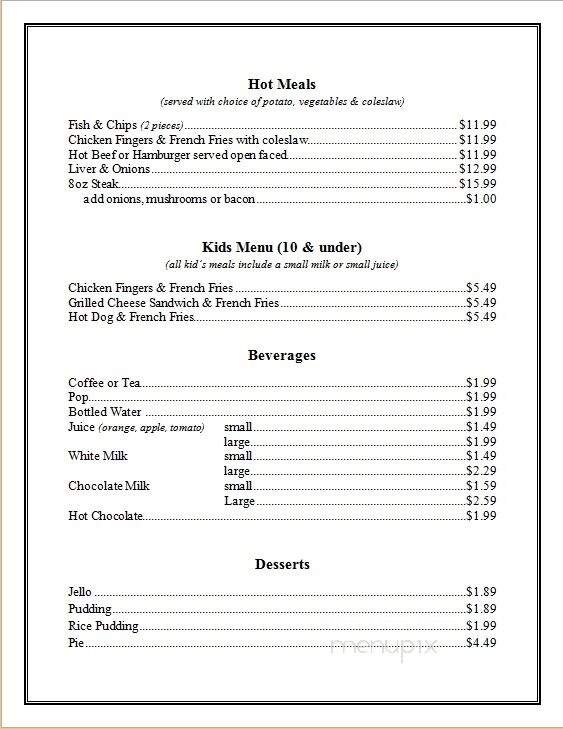 Jean's Family Restaurant - Kincardine, ON menu_pic