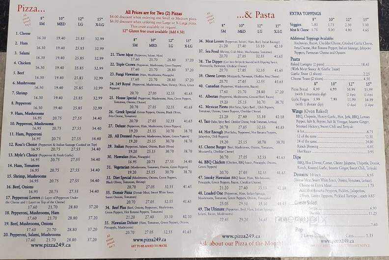 Pizza 2/49 - Strathmore, AB menu_pic