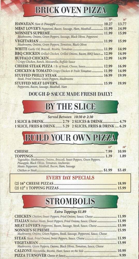 Nonnie's Brick Oven - Havre De Grace, MD menu_pic