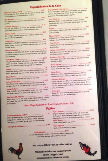 El Palenque Mexican Restaurant - Yazoo City, MS menu_pic