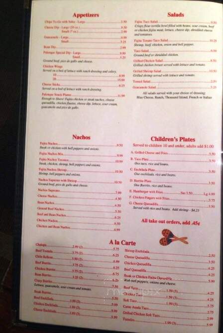 El Palenque Mexican Restaurant - Yazoo City, MS menu_pic