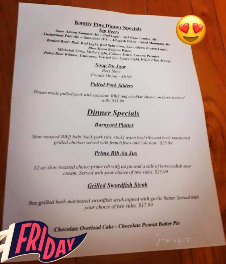Pine River Steak House - Sanbornville, NH menu_pic