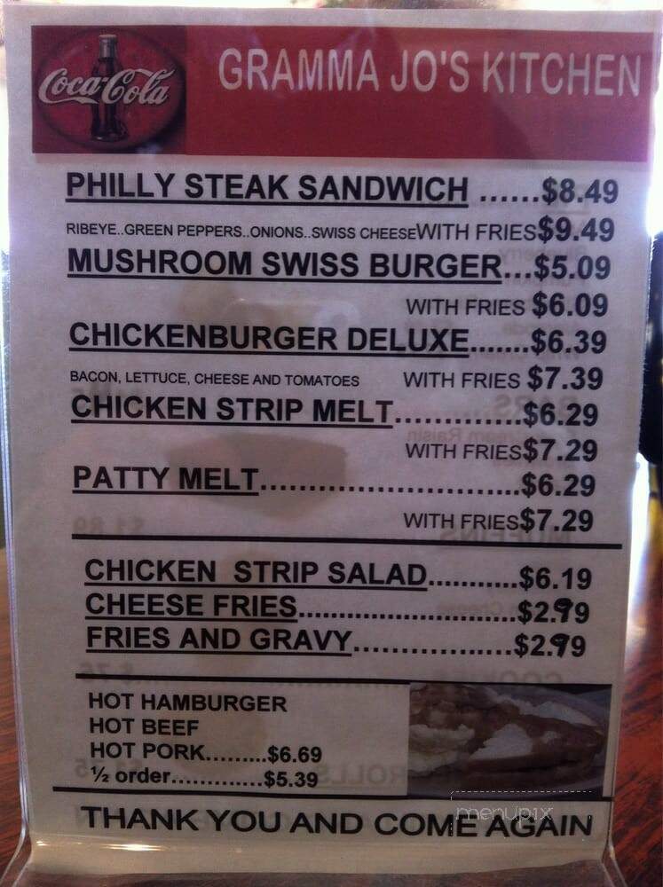 Gramma Jo's Kitchen - Park River, ND menu_pic