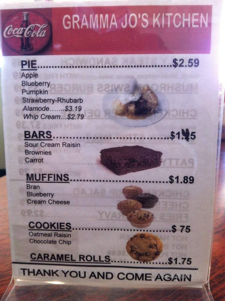 Gramma Jo's Kitchen - Park River, ND menu_pic