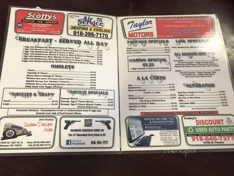 Brown Cow Grill - Skiatook, OK menu_pic