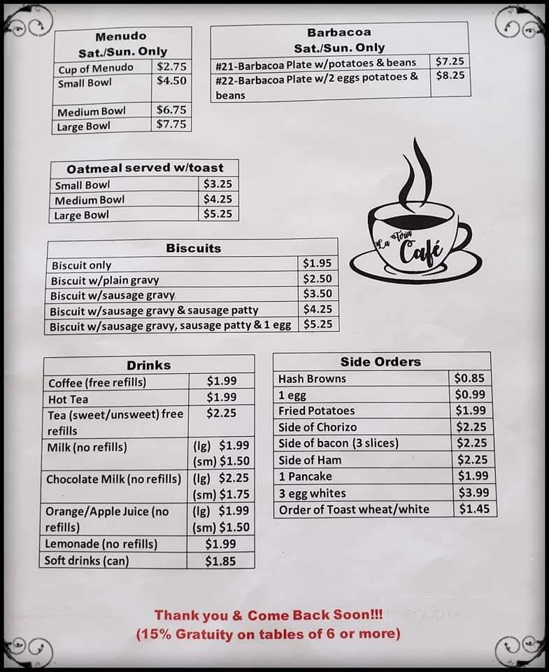La Feria Coffee Shop - La Feria, TX menu_pic