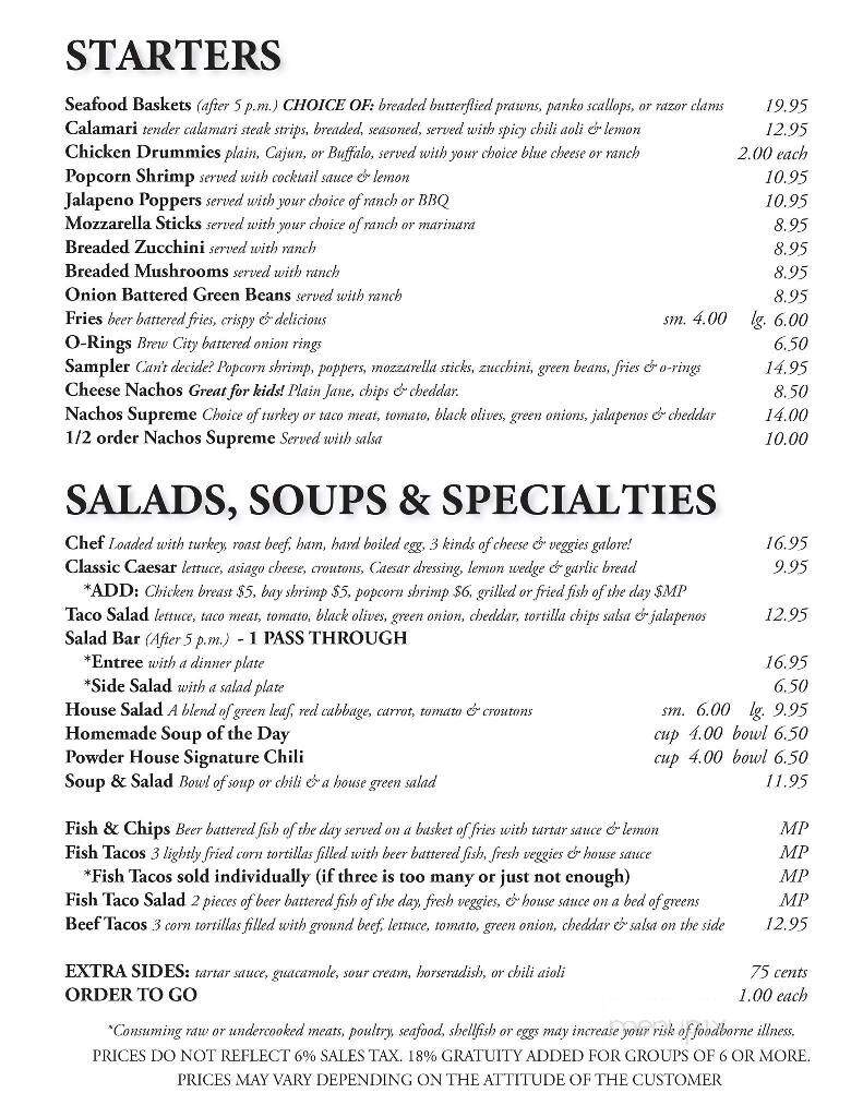 Powder House - Cordova, AK menu_pic