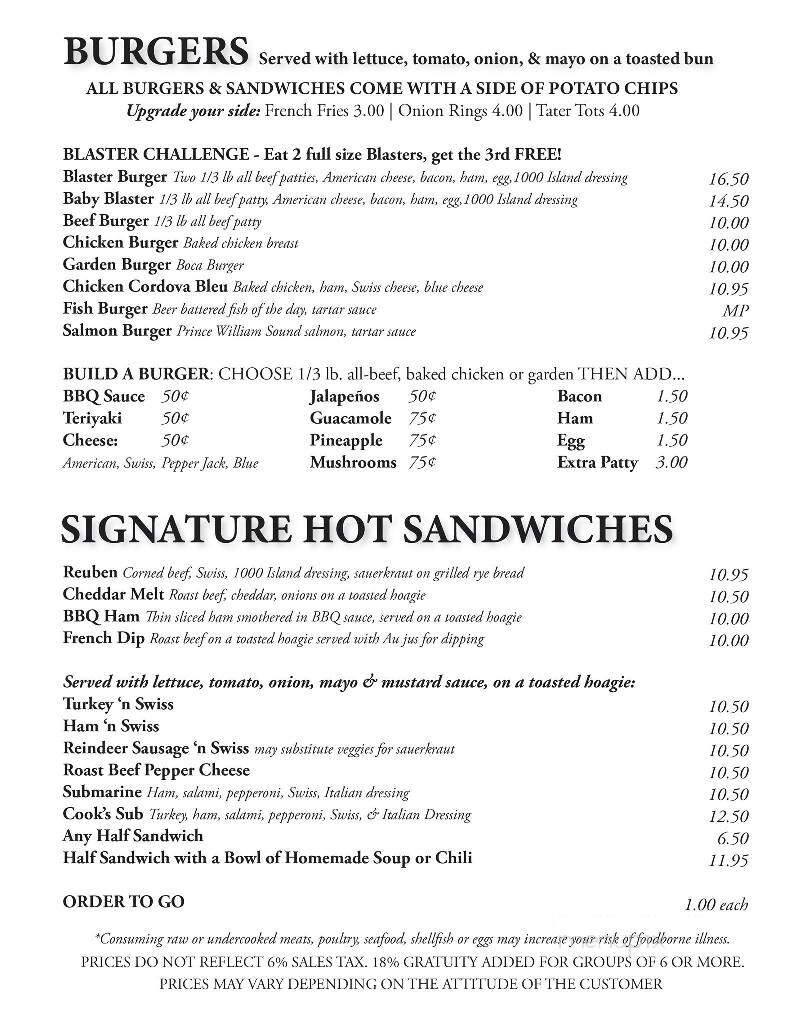 Powder House - Cordova, AK menu_pic