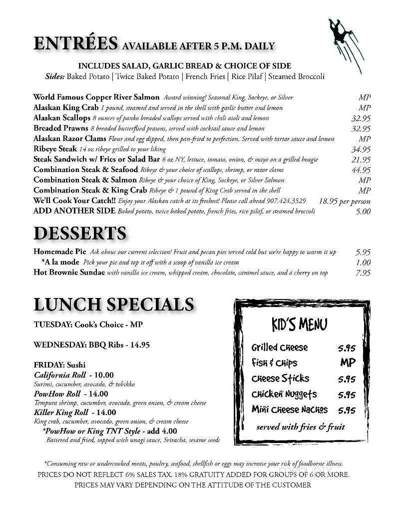 Powder House - Cordova, AK menu_pic