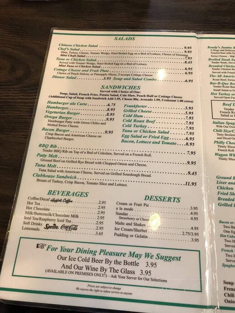Roady's Restaurant - San Dimas, CA menu_pic
